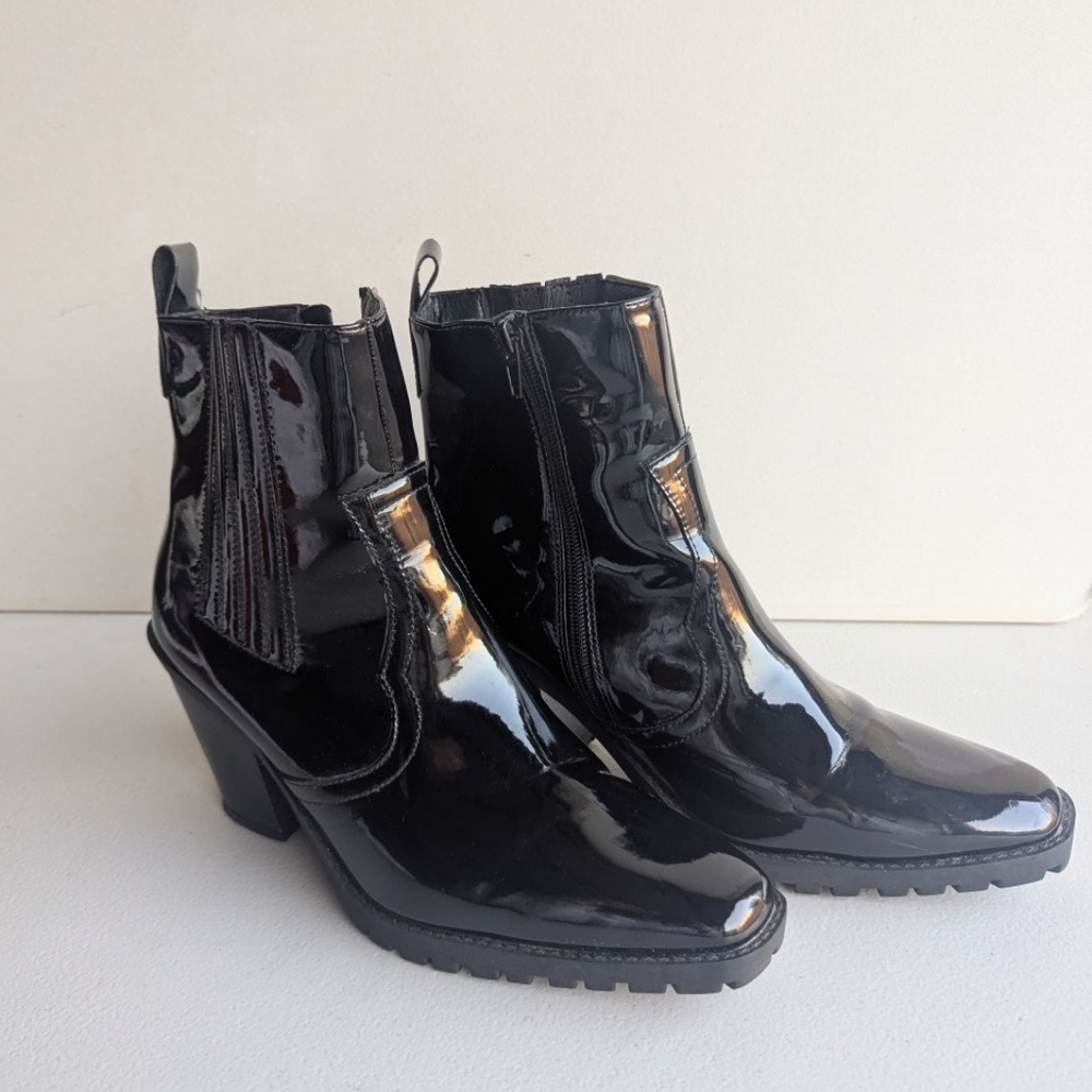 Shiny Black Ankle Boots